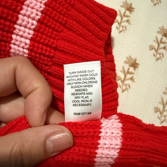 Kerri Rosenthal XOKR Red Pink Striped Sweater Vest Heart Smiley Face - Picture 7 of 7